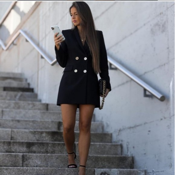 NWT * Zara Double Breasted Long Blazer Jacket - Picture 7 of 12